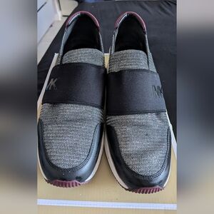 Michael Kors Women's s Black Burgundy and Silver Slip-On  Wedges